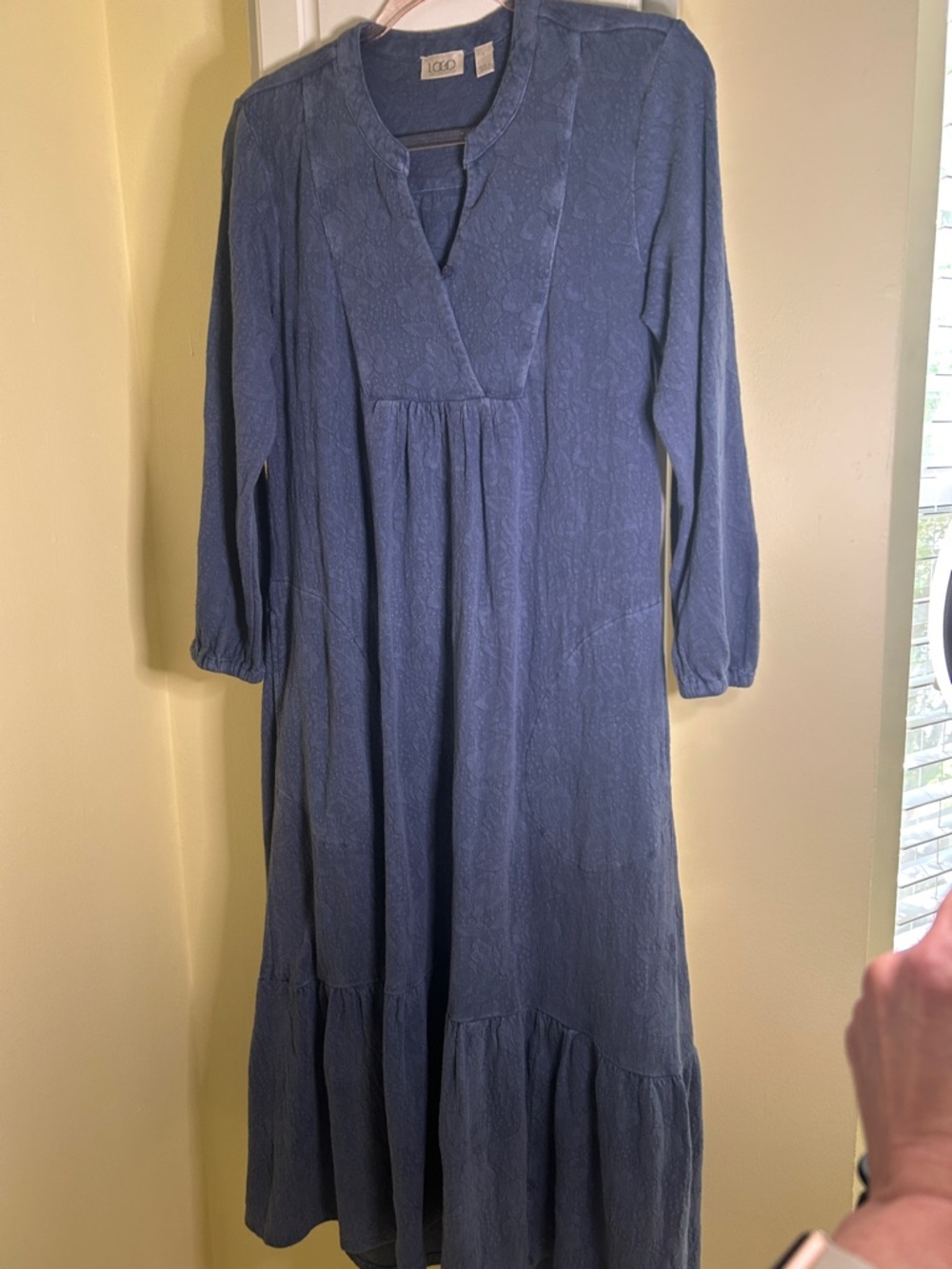 Lori Goldstein Indigo Long-Sleeve Maxi Boho Dress
